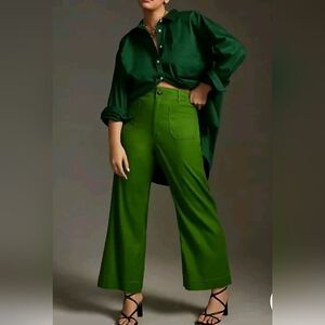 Maeve Green Ankle Cropped Pants
